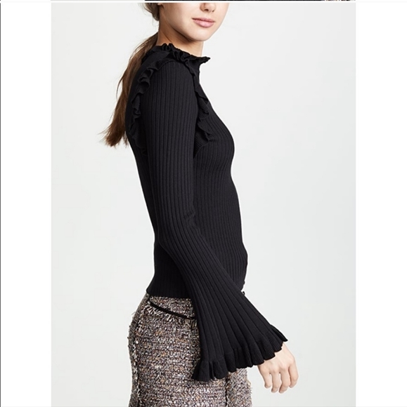 Line + Dot Revolve Jill Ribbed Knit Bell Sleeve Ruffle Sweater - Picture 4 of 15